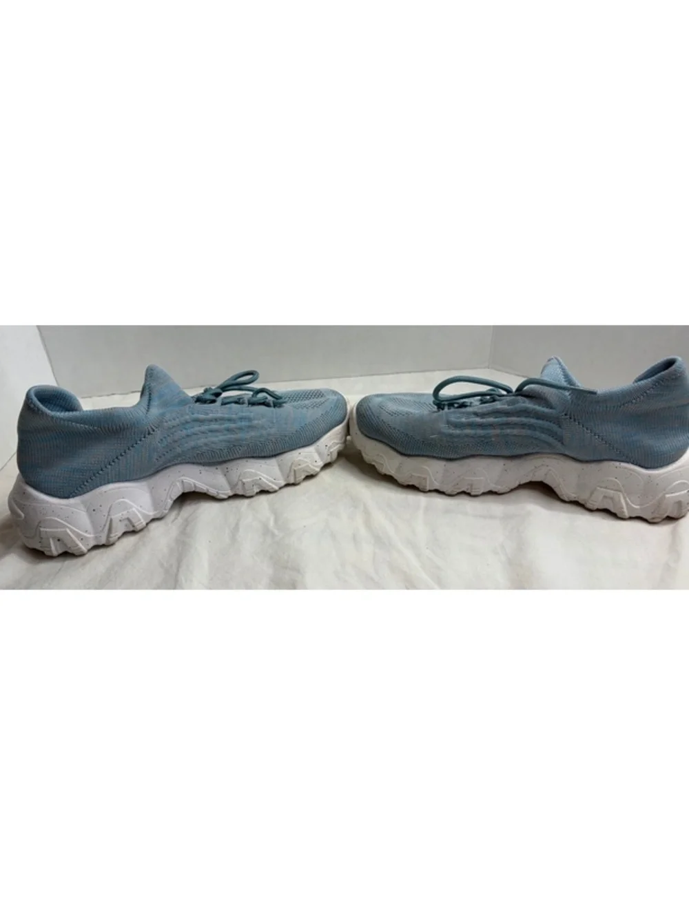 Women’s Blue Knit Chunky Sneakers Lace Up Athletic Shoes Size Marked 39